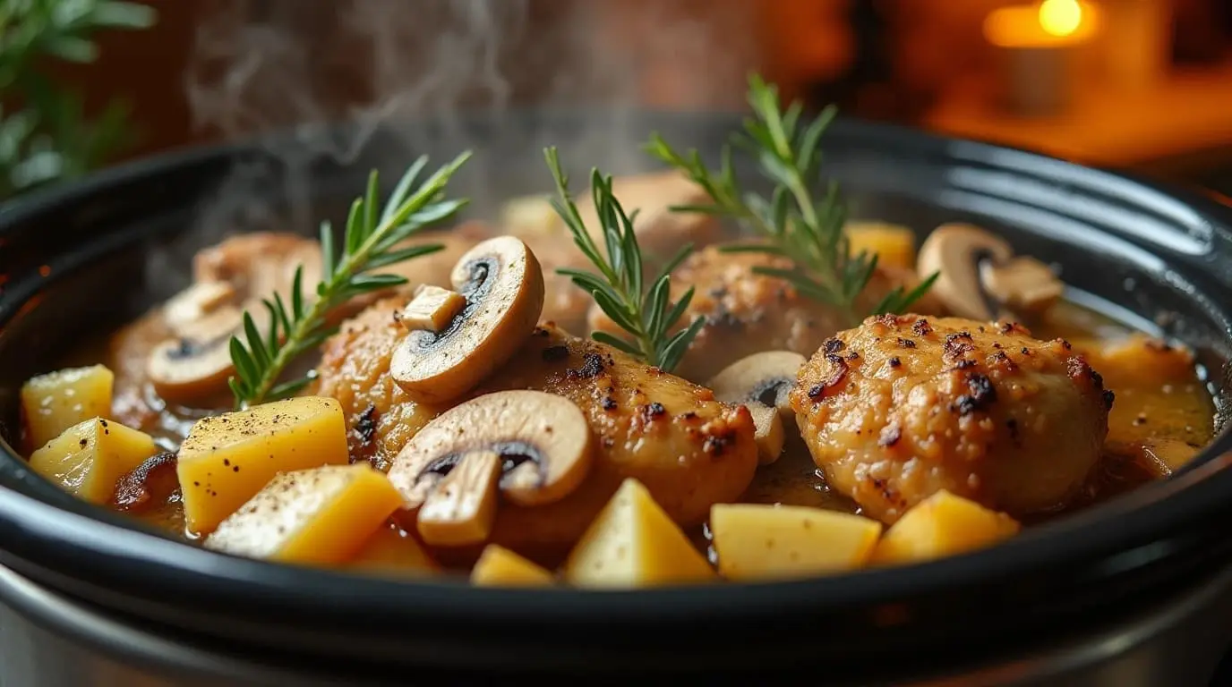 chicken mushroom potatoes rosemary crock pot